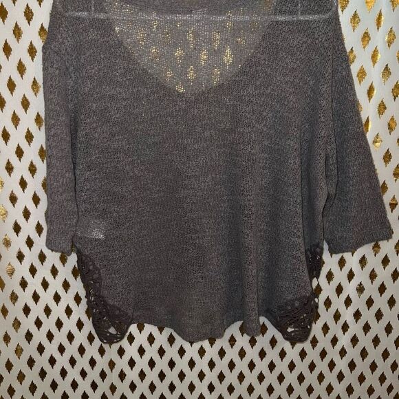 Bongo grey off the shoulder sweater y2k sheer size S - Picture 3 of 4